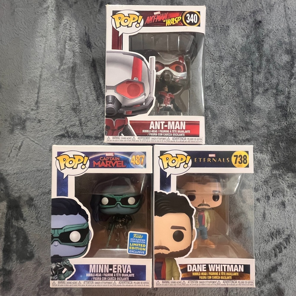 BUNDLE Funko Pop! Marvel Ant-Man #340 Minn-Erva #487 Dane Whitman #738 Figures